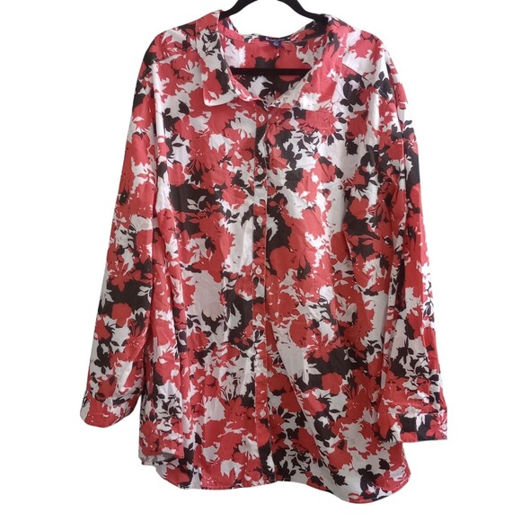 Roaman's Blouse‎ Button Up Long Sleeve Abstract Fall Colors Size 36W - Picture 1 of 5